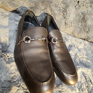 Monte Rosso Dark Brown Leather Loafers with Silver Accent